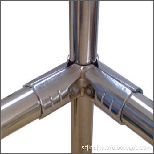 2.5mm Thickness Chrome-plated Metal Pipe Rack Joints, Stamping and Surface Treatment